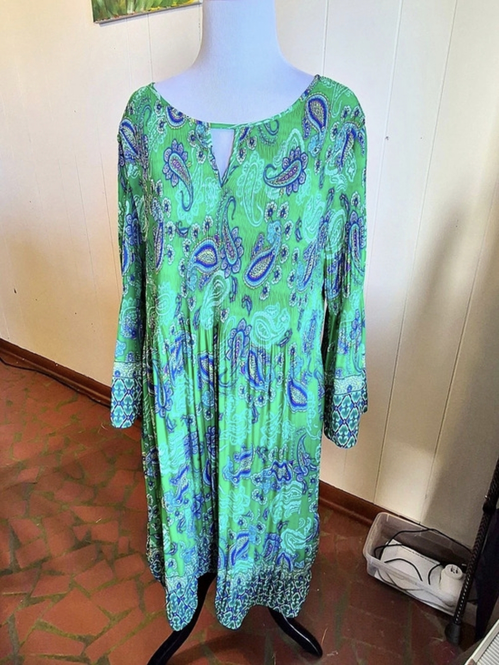 Emma & Michele Chiffon Essential Paisley Pleat A-Line Dress Paisley Mini Dress